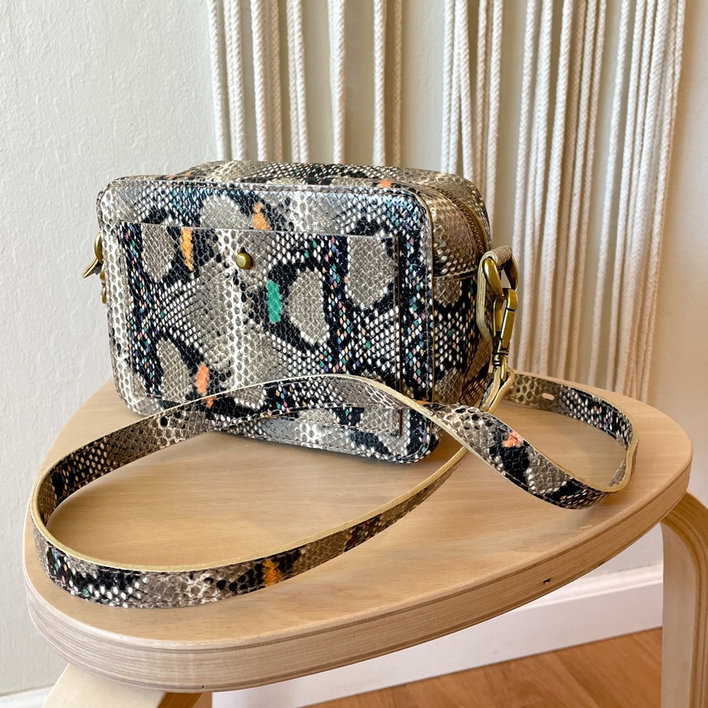 Madewell Transport Camera Leather Crossbody Bag: Snake Embossed Edition